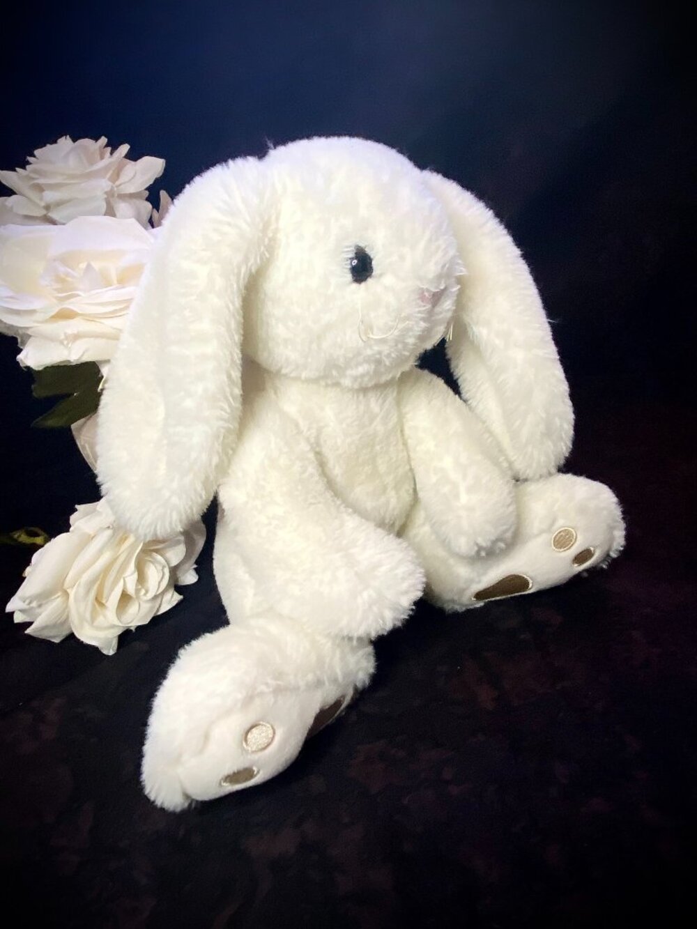 Bearington Nibbs Bunny Rabbit 15” Plush Cream Pink Heart Nose Floppy Ears Soft